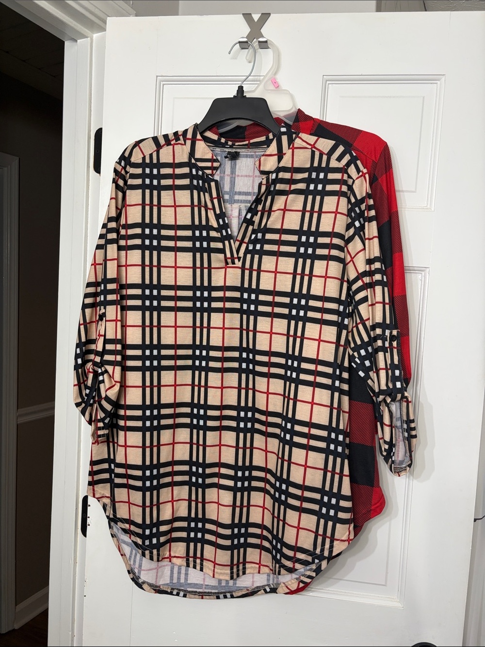 Plaid V-Neck Tunic Top Bundle - XL